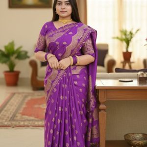 Japani Silk Skin Print Sharee with Blouse Piece