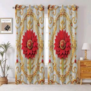 2 Piece 3D Print Premium curtain.