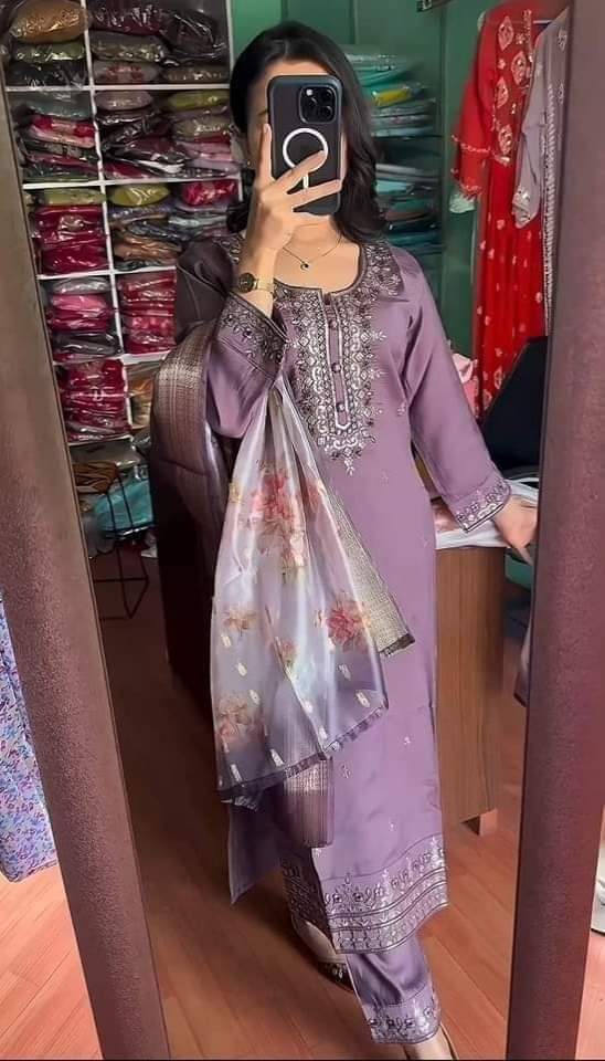 Readymade Embroidery Cotton Three Piece''.