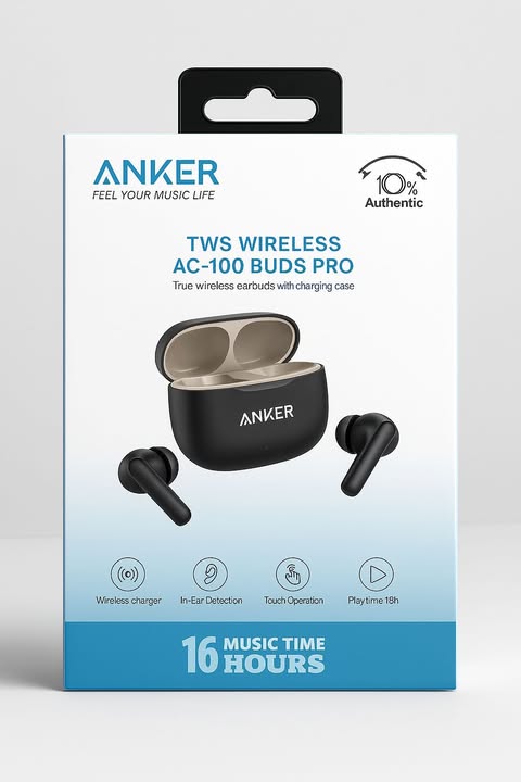 Anker TWS Wireless AC-100 Buds Pro – 16 Hours Music Time, Deep Bass & Lightning Charging