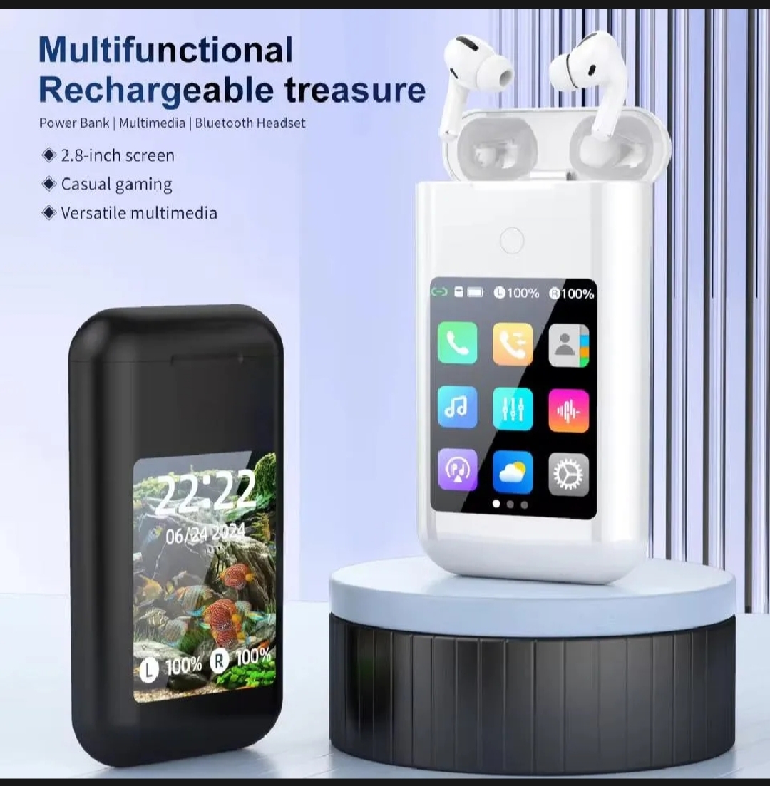 A98 Box Bluetooth Earphone Power Bank 2.8-Inch Multimedia Display Power Bank