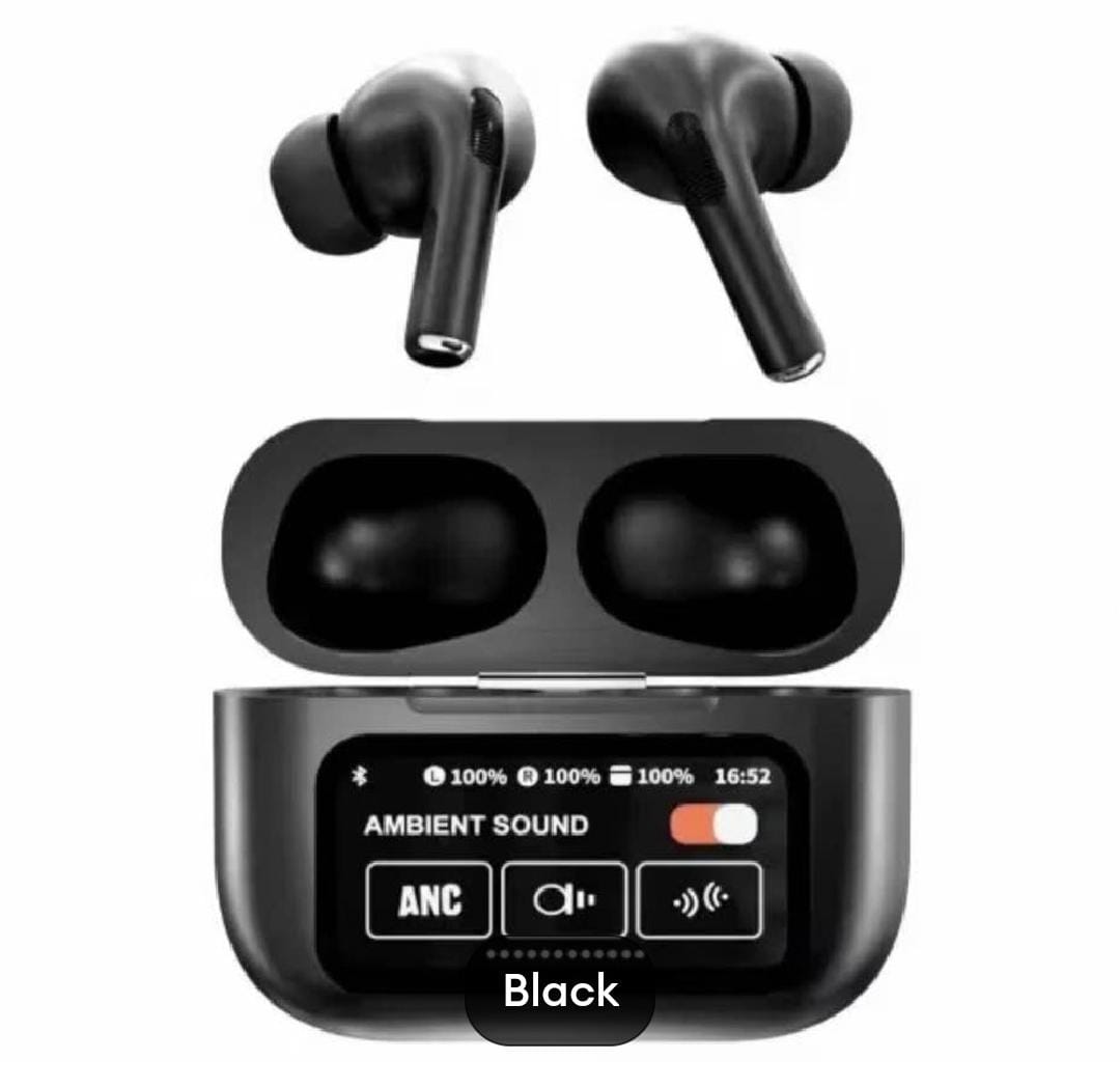 Airpods A9 Pro Touch Screen Display with ANC ENC TWS Earbuds - Black