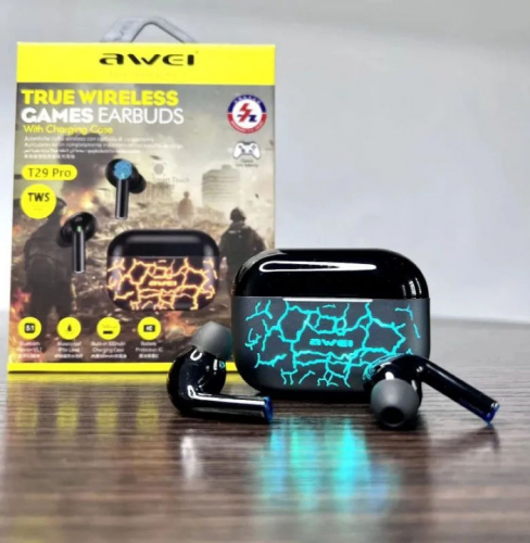 Awei T29 Pro Wireless Gaming Earbuds – RGB Lighting Case | Bluetooth 5.0 | IPX6 Waterproof | 8H Talk Time